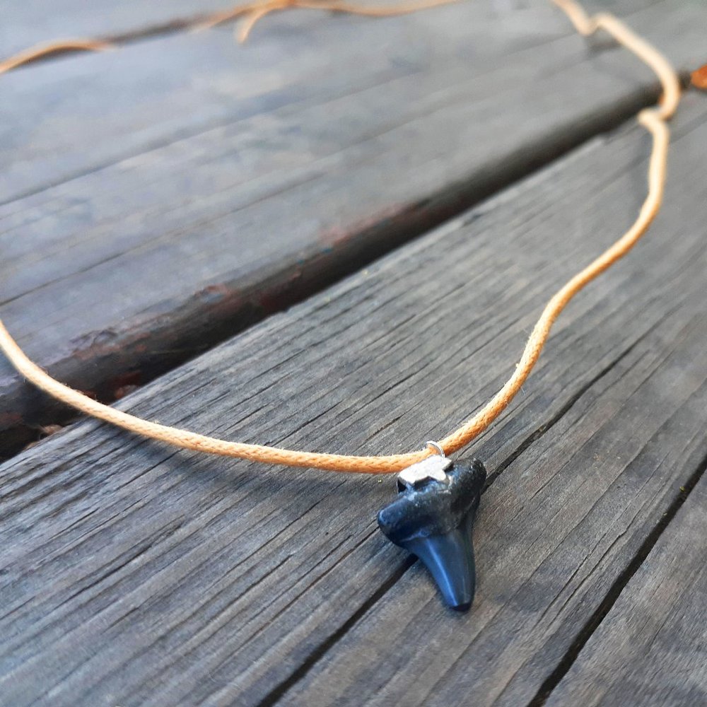 Adjustable Black Shark Tooth Necklace